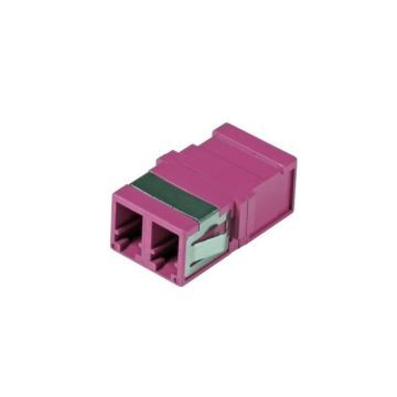 Koppelstuk OM4, LC/PC Duplex, Roze, ZONDER FLENS