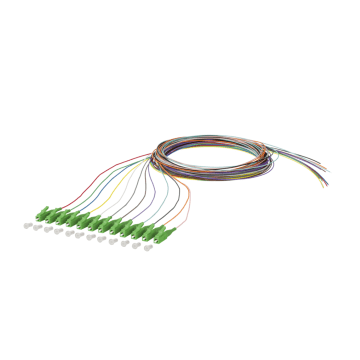 Pigtail OS2, LC/APC8, G657A1, 2m, set van 12 kleuren