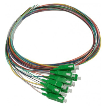 Pigtail OS2, SC/APC8, G657A1, 2m, set van 12 kleuren