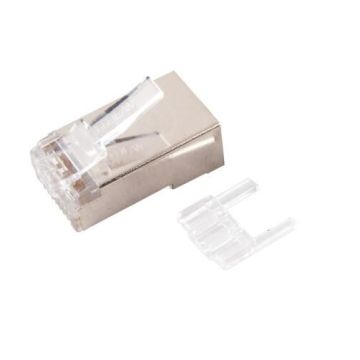 RJ45, Modulair plug, STP, Cat6 met geleider, soepel tbv ronde kabel, vpe
