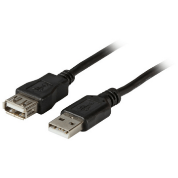 USB2.0, Verlengkabel type A-A, M/F, zwart, 1.8m