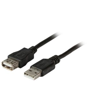 USB2.0, Verlengkabel type A naar type A, M/F, zwart, 5m