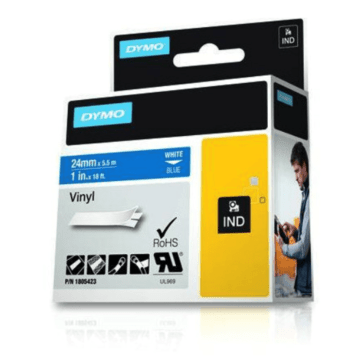 Rhino tape Vinyl 24mm Blauw (tekst wit) tbv printer 4200/5200/6000