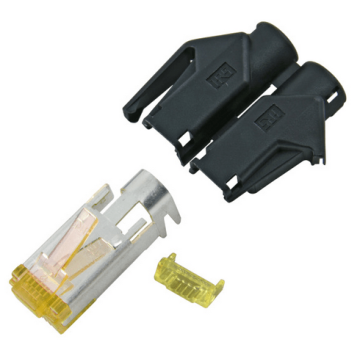 RJ45, STP, modulair Hirose plug, TM31+tule zwart, Cat6A, vpe