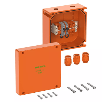 WKE 404 SL 8 x 6² 2FS, Functiebehoud verbindingsdoos, L200 x B200 x H110mm, oranje