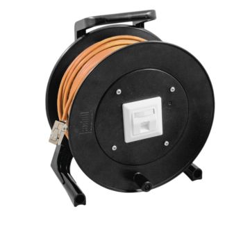TTL. Mobiele verlenghaspel, Cat6A 2xRJ45 Female, Cat7 S/FTP breekbestendig rubber, oranje, 90M