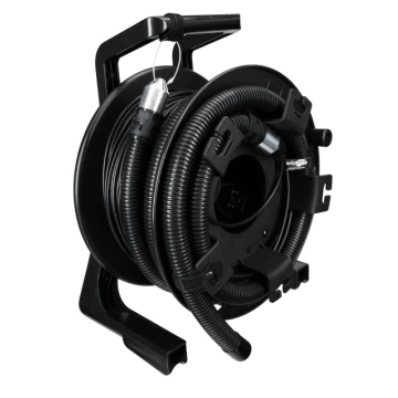 TTL, Mobiele Glasvezel haspel, staal gearmeerd, 4v LC/upc-LC/upc, OS2 SM, zwart, 300m