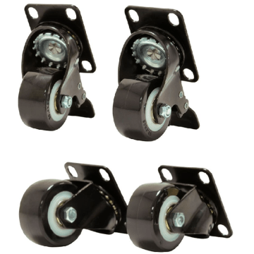 BasicLine, 4 wielen voor serverkasten 2 met rem, zwart