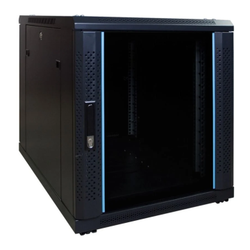 BasicLine, Mini Patchkast 12HE, 19inch, B600xD800xH720mm, Glasdeur, achter staal, RAL9005