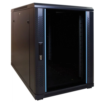 BasicLine, Mini Patchkast 15HE, 19inch, B600xD1000xH860mm, Glasdeur, achter staal, RAL9005