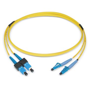 Glasvezel Patchkabel, OS2, DX, SC/pc-LC/pc, LSZH, Geel, 2m, Oval, G657A