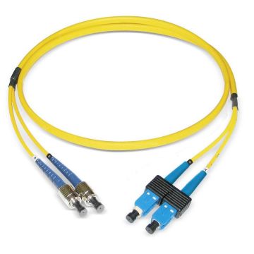 Glasvezel Patchkabel, OS2, DX, SC/pc-ST/pc, LSZH, Geel, 10m, Oval, G657A