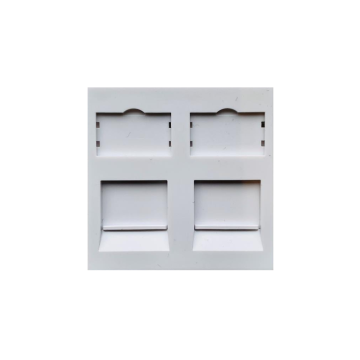 Outlet 2v, 45x45mm, Bezel recht wit, geschikt voor keystone, RAL9010