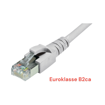 Patchkabel S/FTP Cat6A/7, flex, LSOH, grijs, 0.5m, euroklasse B2ca