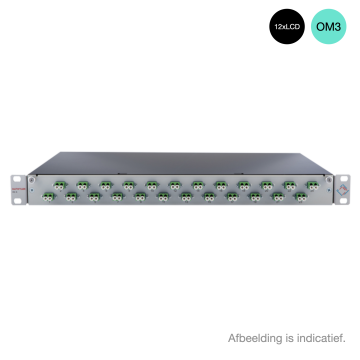 Prefab Lade, OV-S, 12xLCD, 24 Pigtails OM3, RAL7035, Front offset horiz., Incl.ANT