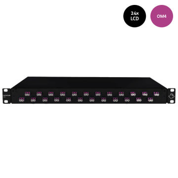 Prefab Lade, OV-S, 24xLCD, 48 Pigtails OM4, RAL9005, Front offset horiz., Incl.ANT