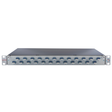 Prefab Lade, OV-S, 24xLCD, 48 Pigtails OS2, RAL9005, Front offset horiz., Incl.ANT