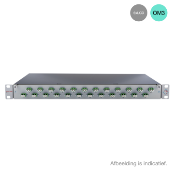 Prefab Lade, OV-S, 6xLCD, 12 Pigtails OM3, RAL7035, Front offset horiz., Incl.ANT