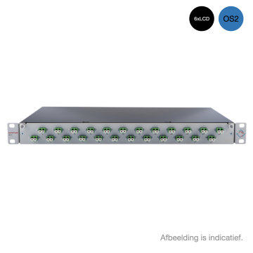 Prefab Lade, OV-S, 6xLCD, 12 Pigtails OS2, RAL7035, Front offset horiz., Incl.ANT