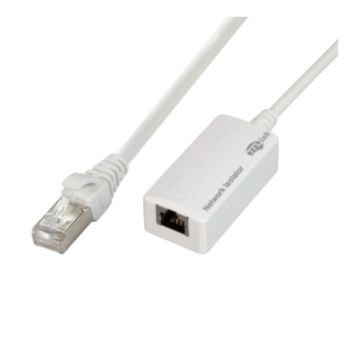 Galvanische Isolator Medisch, RJ45 box Female met kabel- RJ45 plug, EN60601-1 compliant, Wit, 0.2m