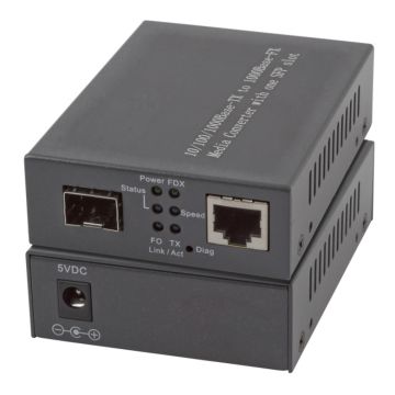 Media Converter 1x100/1000 Mbit Rj45, 1 x Gigabit SFP Poort (leeg), excl.SFP