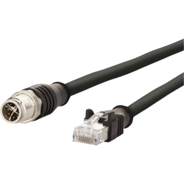 Aansluitkabel M12, zwart, 4-polig, X-coded, 5m
