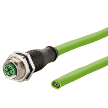 Aansluitkabel, M12 Female Flens recht - Open eind, 8-polig, Cat7, X-coded, PUR, 1m