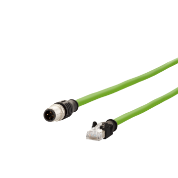 Aansluitkable, M12 Male recht naar RJ45 recht, AWG22, 4-polig, D-coded, 10m