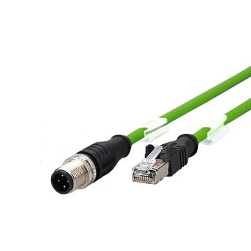 Adapterkabel, M12 Male recht - RJ45, 4-polig, Cat5e, X-coded, PUR, 5m