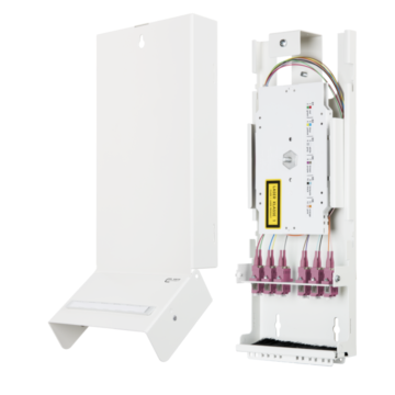 CP Lasbox metaal, OM4, incl. 6xLC-D adapt, pigtails in cass., ANT. houder, excl. ANT