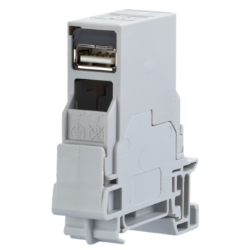 E-DAT Industriele DIN Rail adapter, TS35 incl. USB A 2.0, RAL7035