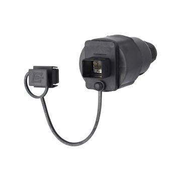 E-DAT, Industriele IP67 V4, cable coupler incl RJ45 Field Jack insert Cat6 class EA, T568A