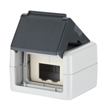 Opbouwdoos IP44AP met slot, leeg, tbv keystone, Grijs Zwart (CEPEX)