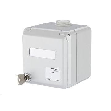 Opbouwdoos IP44SG met slot, leeg, tbv keystone, Grijs (CEPEX)