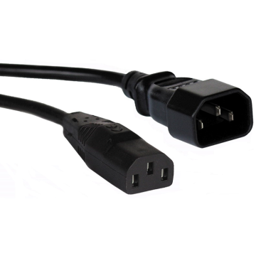 Netsnoer, 230v, C14 Male naar C13 Female, H05VV-F 3G1.00mm, zwart, 0.5m