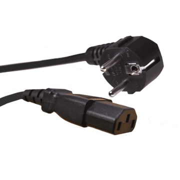 Netsnoer, 230v, Schuko Haaks naar C13 Female, H05VV-F 3G1.00mm, zwart, 5m