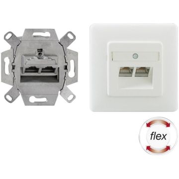 Outlet CSA+, 2xRJ45, Cat6A, Incl. centraalplaat en raam, RAL9010, inb.diepte 35mm