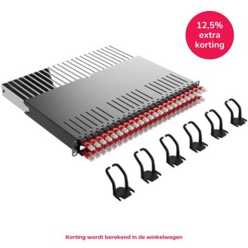 PATCHBOX 365 Frame, incl. 24 cassettes, Cat6a/Ea, UTP Rood, 0.8m, 8HE bereik, EOL