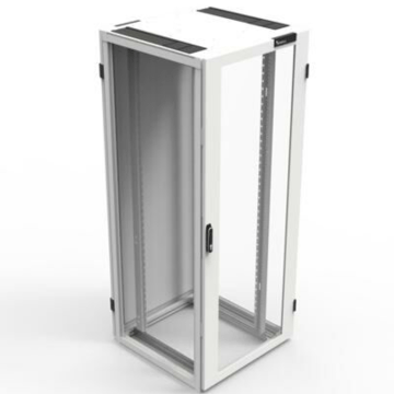 Patchkast 47HE, B800XD1200XH2200, geperf. deur voor, achter dubb,RAL9003 met Zijwand
