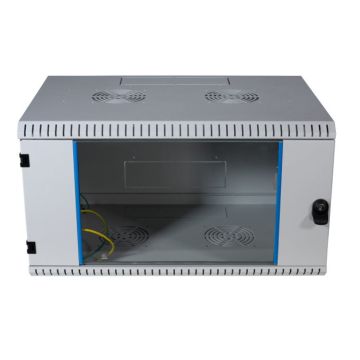 ProLine, Wandkast 18HE, 1 delig, B600xD600xH860, Glasdeur, RAL7035