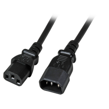 230v Netsnoer C14 Male naar C13 Female, 0.5m, 3x0.75mm², zwart
