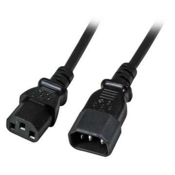 230v Netsnoer C14 Male naar C13 Female, 1m, 3x0.75mm², zwart