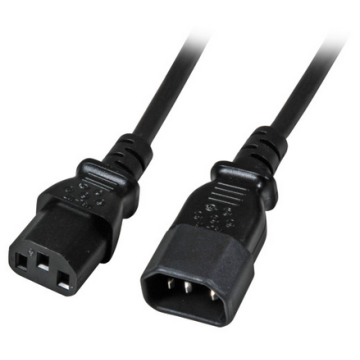 230v Netsnoer C14 Male naar C13 Female, 5m, 3x0.75mm², zwart