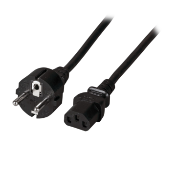 230v Netsnoer Schuko Recht naar C13 Female, 2m, 3x0.75mm², zwart