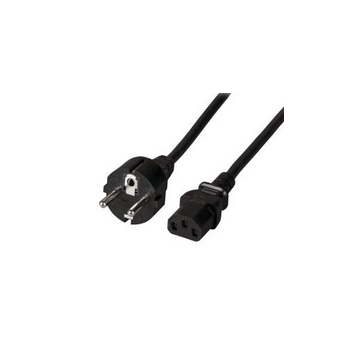 230v Netsnoer Schuko Recht naar C13 Female, 5m, 3x0.75mm², zwart