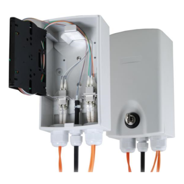 FO wandbox met slot, IP54, 4x LCD of SC Simplex, Lascassette en krimplashouder Heatshrink