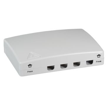 FO wandbox, IP20 indoor tbv 4x LCD, SC Simplex, Lascassette, kunststof leeg, wit