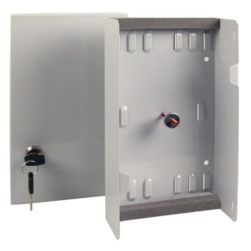 FO wandbox, metaal, slot, BxHxD 265x150x55mm incl.plaat 6xSCD, 12xST, grijs