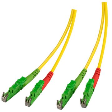 Glasvezel Patchkabel, OS2, DX, E2000/apc8-E2000/apc8, LSZH, Geel, 20m, Fig8, G657A