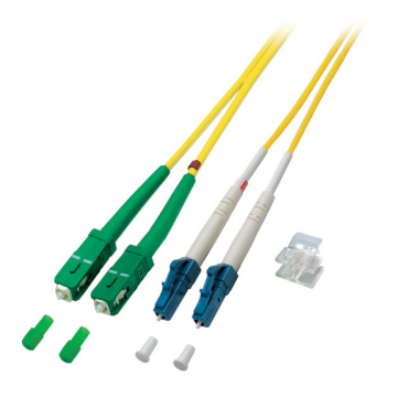 Glasvezel Patchkabel, OS2, DX, LC/pc-SC/apc8, LSZH, Geel, 15m, Fig8, G652D